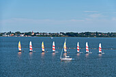 Sailing boats on the Strelasund, Stralsund, Mecklenburg-West Pomerania, Germany