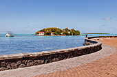 Idyllic promenade on the Mahebourg Waterfront coast in the southeast of Mauritius, Indian Ocean