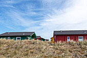 Holiday homes on the dunes, Heligoland, North Sea, island, Schleswig-Holstein, Germany