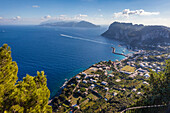 View from Monte Solaro to Marina Grande, Anacapri, Capri, Gulf of Naples, Campania, Italy