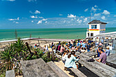 Restaurant La Cale am Strand von Blainville-sur-Mer, Normandie, Frankreich