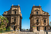 The historic Porta Felice city gate, Palermo, Sicily, Italy, Europe