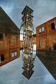 Double exposure of the mining tower from the coal mine in Gent, Belgium.