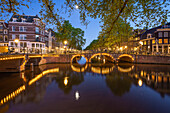Keizersgracht at dusk, Amsterdam, Benelux, Benelux, North Holland, Noord-Holland, Netherlands