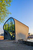 ARCAM, modern local architecture center with NEMO Science Center in the morning, Amsterdam, Benelux, Benelux, North Holland, Noord-Holland, Netherlands