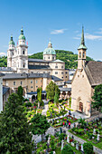 St. Peters Cemetery, Cathedral and Margarethen Chapel in the city of Salzburg, Austria