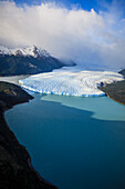 The Perito Moreno Glacier, aerial view of the glacier terminus and the waters of the ocean.
