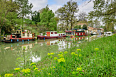 Houseboats on the Canal du Midi, Gardouch, Canal du Midi, UNESCO World Heritage Canal du Midi, Occitania, France