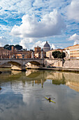 View over the Tiber of the Castel&#39; San Angelo in Rome, Italy