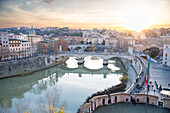View over the river Tiber of the city of Rome seen from the Castel Sant'Angelo