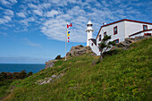 Canada, Labrador, Newfoundland, Rocky Harbor, Landscape with Lobster Cove Head Lighthouse