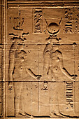 Egypt, Island of Philea, Close-up of bas relief in Temple of Isis