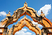 Mexico, Yucatan, Architectural detail of old arch representing 1000 head of cattle