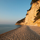 Italy, Apulia, Gargano, Baia Delle Zagare, Cliff on coast of Adriatic Sea
