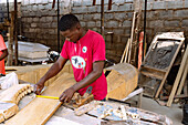 Coffin workshop of Lori Sanan in Teshie-Nungua in the Greater Accra region of eastern Ghana in West Africa