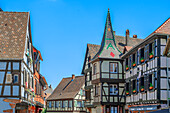 Half-timbered houses in Kaysersberg, Haut-Rhin, Route des Vins d'Alsace, Alsace Wine Route, Grand Est, Alsace-Champagne-Ardenne-Lorraine, France