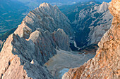 View of the Höllental from the summit of the Zugspitze.