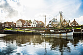 Harbor with shrimp cutters, Greetsiel, East Friesland, Lower Saxony, North Sea, Germany