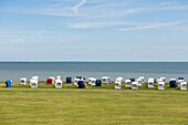 Beach chairs, Wadden Sea, Schillig, Wangerland, East Frisia, Lower Saxony, North Sea, Germany