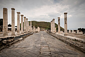 Palladius Street with marble columns, ancient ruins city of Beit Shean on the Sea of Galilee, Israel, Middle East, Asia