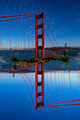 Doppelbelichtung der legendären Golden Gate Bridge in San Francisco, Kalifornien.