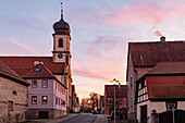View of the Kirchstrasse from Possenheim, Iphofen, Kitzingen, Lower Franconia, Franconia, Bavaria, Germany, Europe