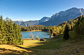 Lautersee, Blick zum Karwendel, Bayern, Deutschland