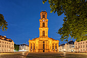 Evening mood at the Ludwigskirche in Saarbrücken, Saarland, Germany