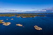 Aerial view of archipelago and islands, Sandhamn, Stockholm archipelago, Sweden, Europe