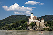Schönbühel Castle along the Danube seen from the river cruise ship Excellence Empress (travel agency Mittelthurgau) on the Danube, near Melk, Wachau, Lower Austria, Austria, Europe