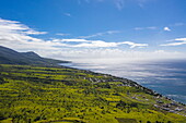 Aerial view of coast near Brimstone Hill Fortress, Saint Kitts Island, Saint Kitts and Nevis, Caribbean
