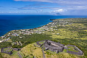 Aerial view of Brimstone Hill Fortress, Saint Kitts Island, Saint Kitts and Nevis, Caribbean