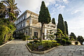 Exterior view from Achilleion Palace (built in 1891 by Empress Elisabeth &quot;Sissy&quot; of Austria), Kerkyra (Corfu Town), Corfu, Ionian Islands, Greece, Europe