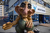 Large troll figure outside souvenir shop, Honningsvåg, Troms og Finnmark, Norway, Europe
