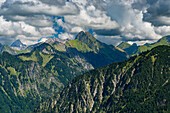 Mountain panorama from Söllereck to Höfats, 2259m, Allgäu Alps, Allgäu, Bavaria, Germany, Europe