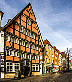 View of Bierstrasse in the Heger-Tor district, inn and hotel Walhalla, old town of Osnabrück, Lower Saxony, Germany