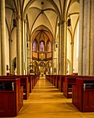 Interior of the Marktkirche St. Marien in the old town of Osnabrueck, Lower Saxony, Germany