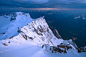 View from the summit of the Zugspitze towards the west, Bavaria, Germany.