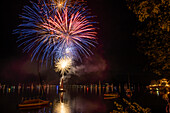 Fireworks at Tegernsee, Summer, Tegernsee, Upper Bavaria, Germany, Europe