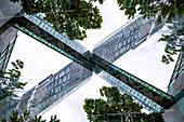 Double exposure of modern architecture on the Dorotheen street in Berlin, Germany.