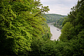View from the Liberation Hall near Kehlheim to the Danube Gorge in the direction of Weltenburg Monastery, Lower Bavaria, Bavaria, Germany, Danube, Europe