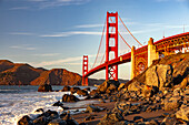 the Golden Gate Bridge and Marshall Beach in San Francisco, California, United States of America, USA