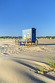 Bathing machines on the beach, Borkum Island, Lower Saxony, Germany