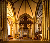 Interior of the Herford Minster, view from the choir to the main organ, Herford, North Rhine-Westphalia, Germany