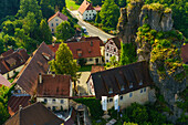 Rock village of Tüchersfeld with the Franconian Switzerland Museum, town of Pottenstein, Franconian Switzerland, Bayreuth district, Franconia, Upper Franconia, Bavaria, Germany