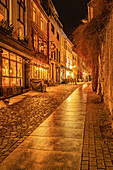 Night shot of the Wagnergasse in Jena with its various restaurants, Jena, Thuringia, Germany
