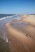 Beach goers at Scheveningen Beach, The Hague, province of South Holland, The Netherlands, Europe