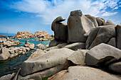 Granite rocks and sea, Tafoni, Lavezzi Islands, Îles Lavezzi, Bonifacio, Corse-du-Sud, Corsica, Mediterranean Sea, France