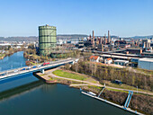 Aerial view of the Völklingen Ironworks, UNESCO World Heritage Site, Völklingen, Saar Valley, Saarland, Germany