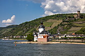 Pfalzgrafenstein Castle on the island of Falkenau on the Rhine, Kaub, Rhineland-Palatinate, Germany, Europe